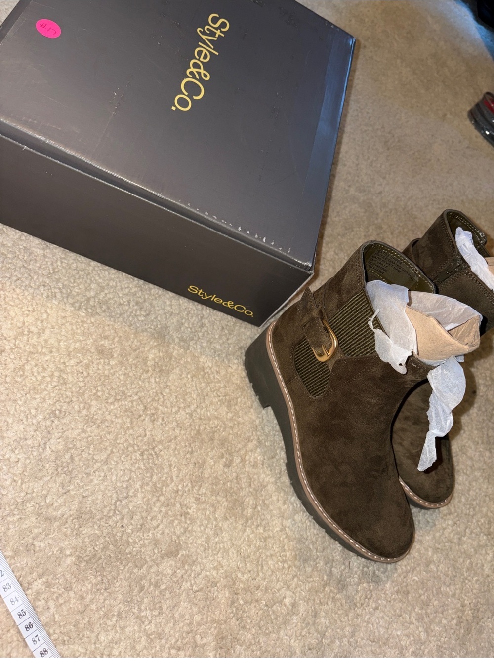 Style & Co. Brown Suede Chelsea Ankle Boots with Buckle